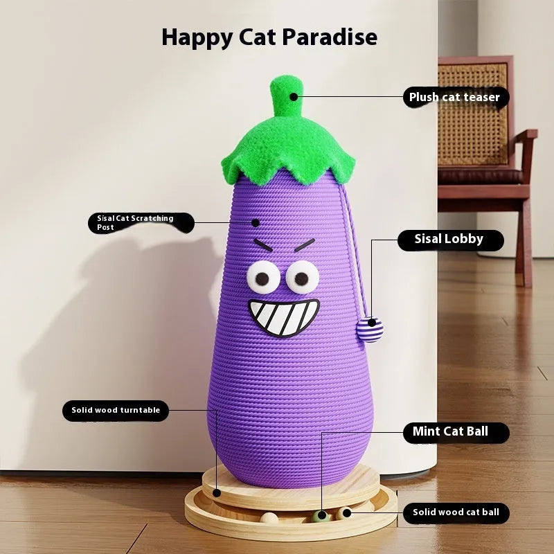 Hip Hop Eggplant cat scratch board with wooden frame and cloth wrapper for indoor cats