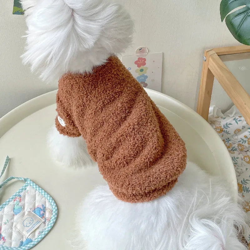 Double-sided cloud velvet thickened puppy clothes for dogs in blue, brown, green, khaki, pink and white