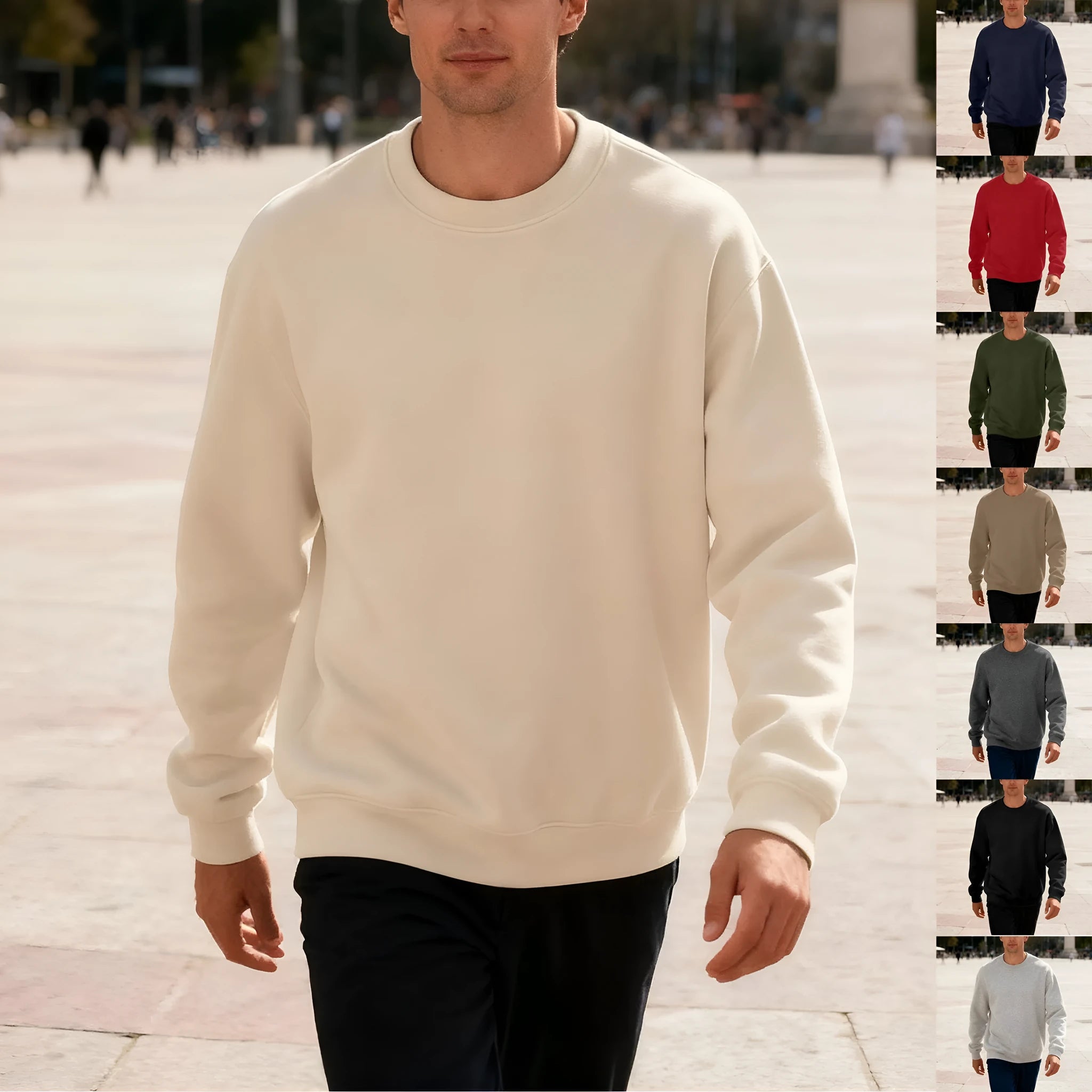 Polyester long sleeve loose oversized casual top for men in autumn solid colour