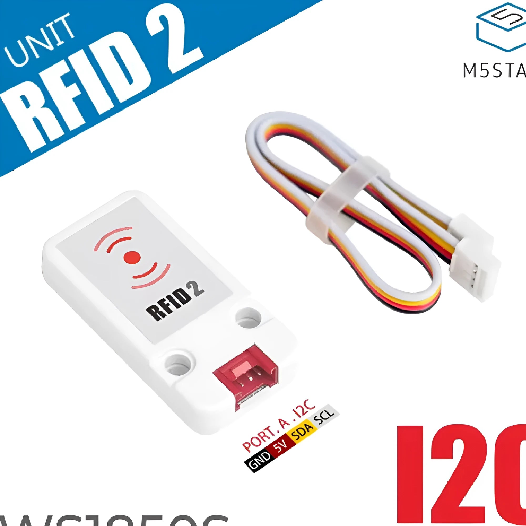 M5Stack WS1850S RFID 13.56MHz reader module with HY2.0-4P connection cable.