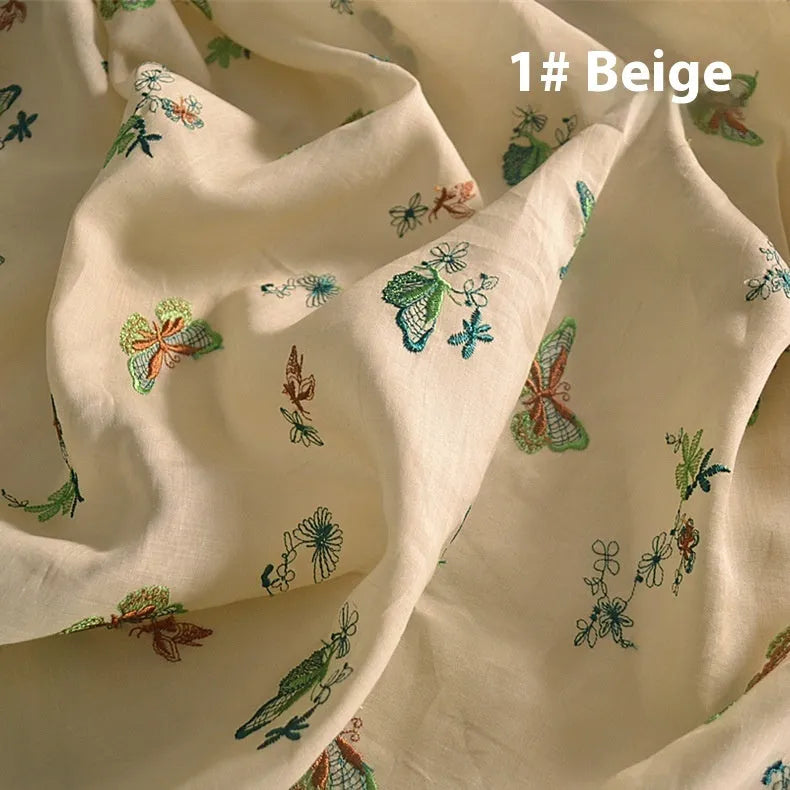 Pure ramie hanfu fabric showing texture detail with beige, grass green and dark green colour swatches
