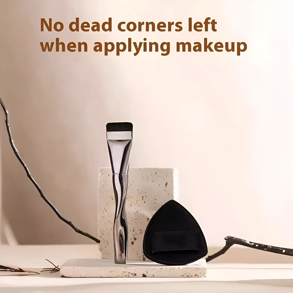 Spiral powder foundation brush with black handle and spiral-shaped bristles for makeup application