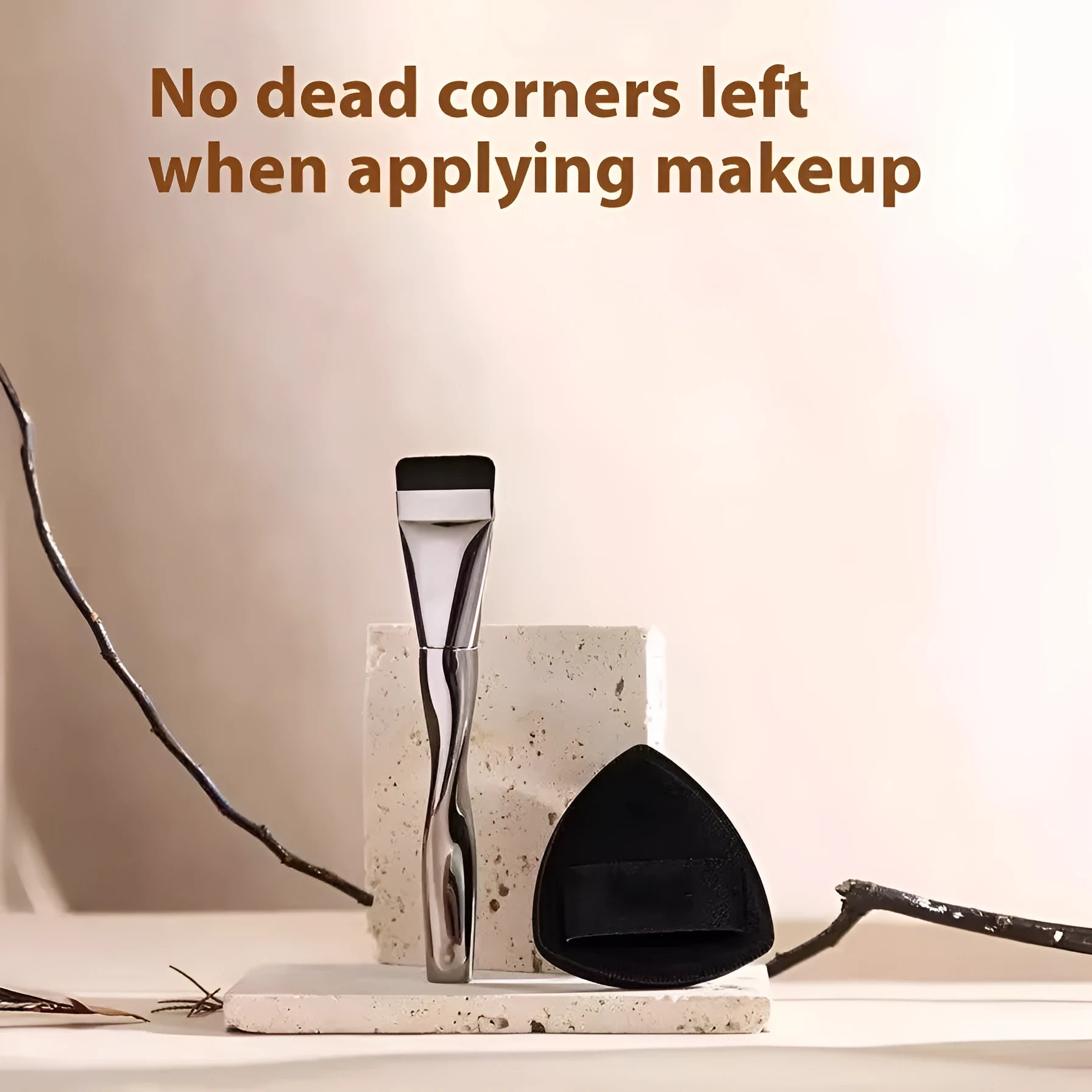 Spiral powder foundation brush with black handle and spiral-shaped bristles for makeup application