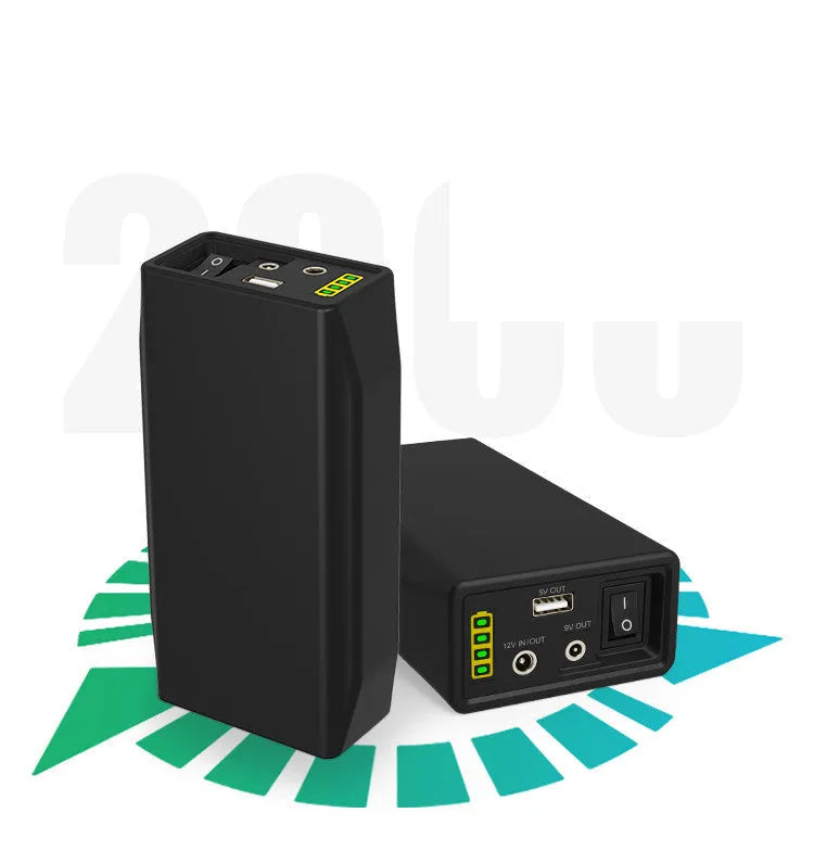 LF4100 compact 12V 76.8Wh lithium iron phosphate power bank with charger and cables.