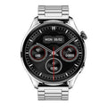 Smart watch with round colour screen on wrist, showing Bluetooth call interface with zinc alloy case.