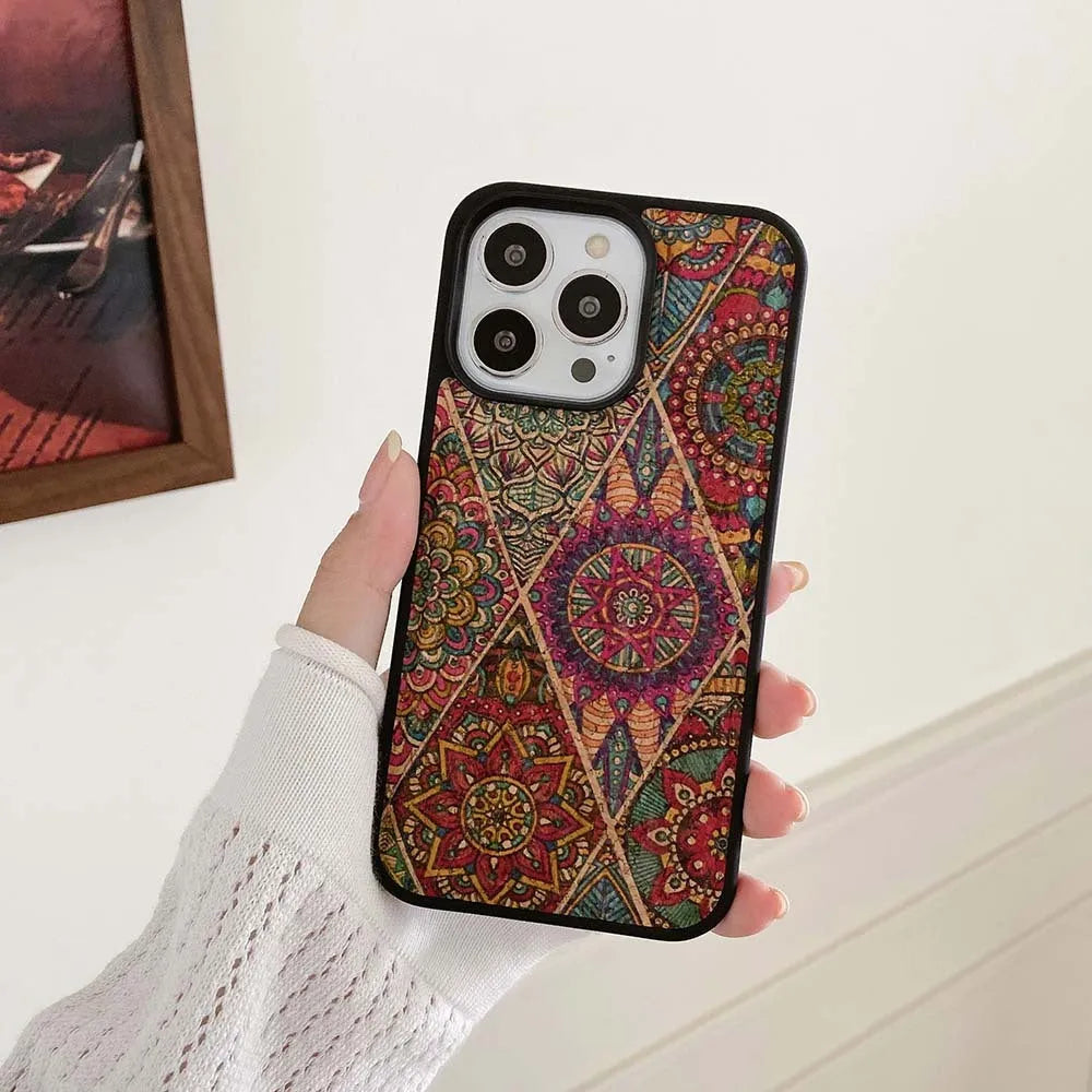 Fashion ethnic pattern imitation leather mobile phone case for Apple iPhone, blue totem colour
