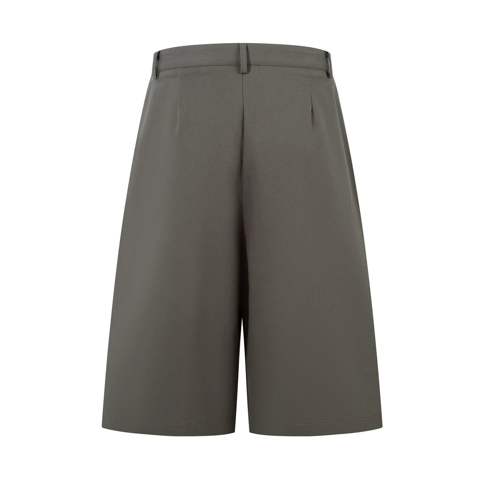Retro loose fit wide leg straight denim trousers in green, shown on a model, featuring a middle pants length.