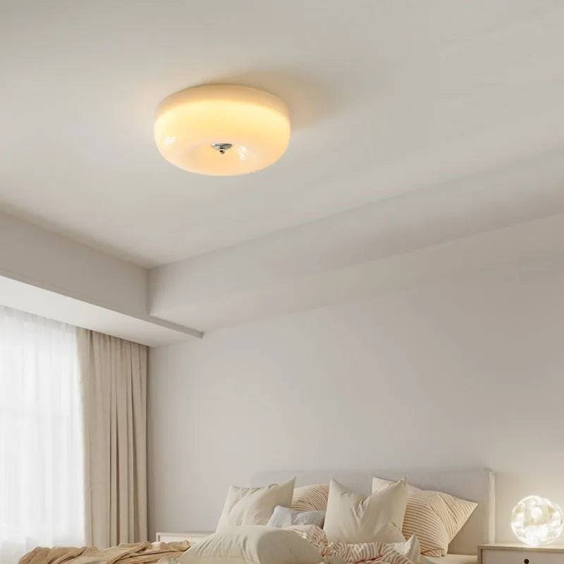 American style ceiling lamp with three colour light settings in cream colour and white options
