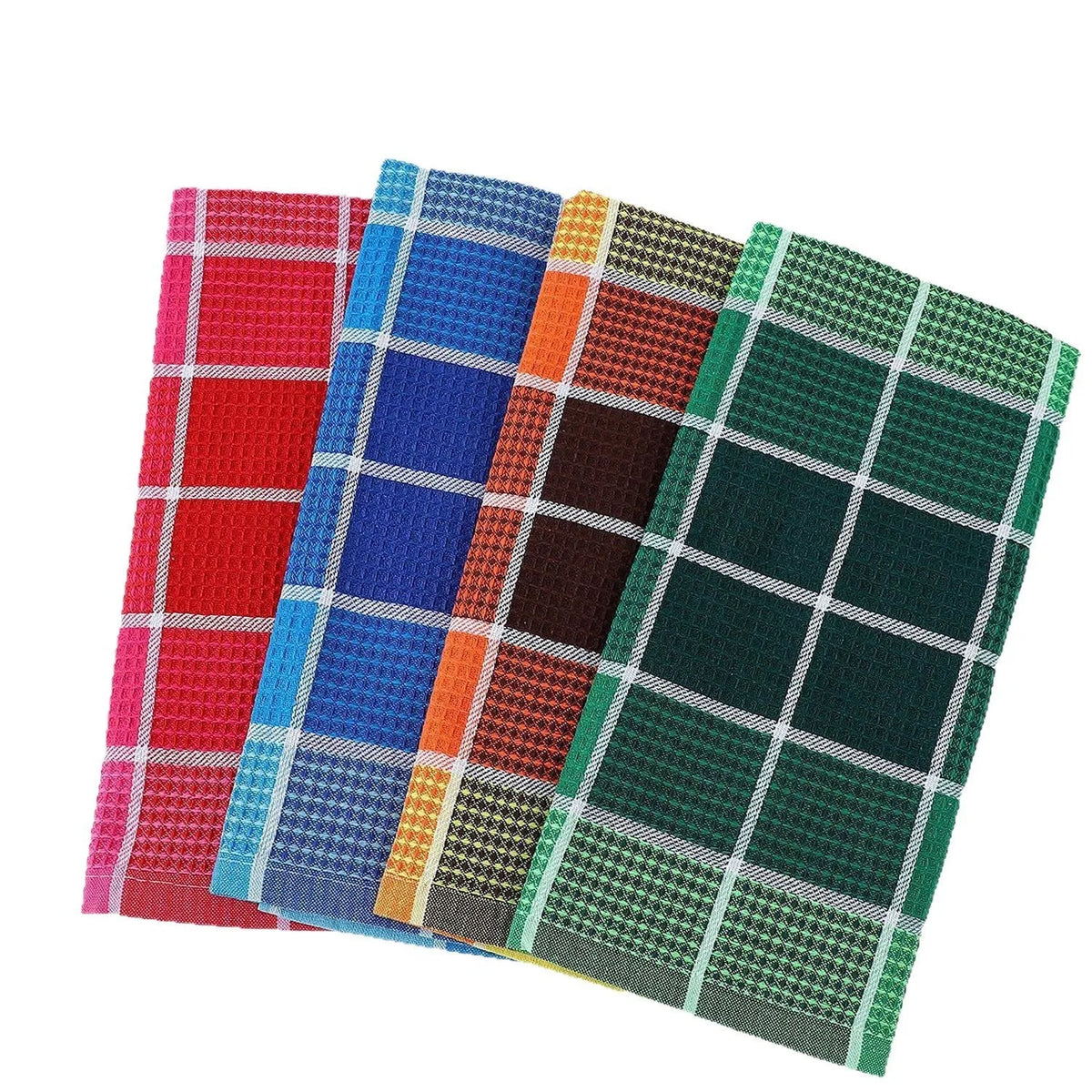 Cotton yarn plaid kitchen dish towel, placemat and rag in blue, brown, green or pink, 38x64cm or 42x68cm