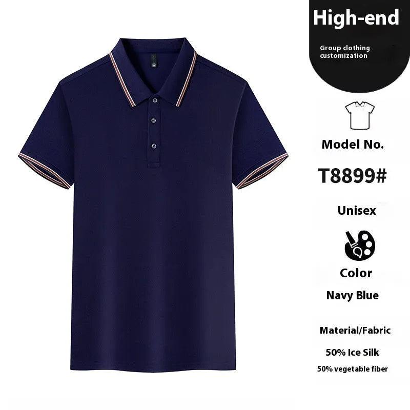 Ice silk polo shirt in copper ammonia fibre fabric available in multiple solid colours