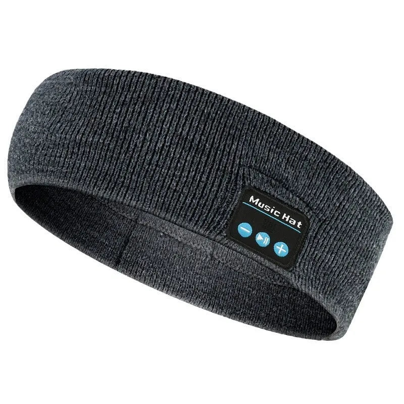 Bluetooth 5.4 sports headband with integrated headphones in black, dark grey and grey-white colours