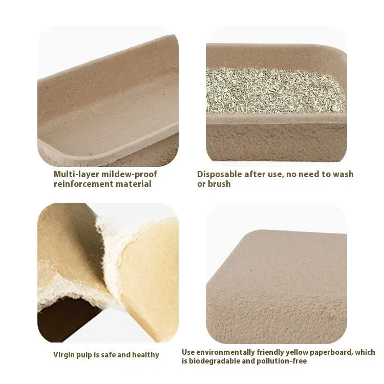 Brown disposable waterproof cat litter box made from eco-friendly degradable material.