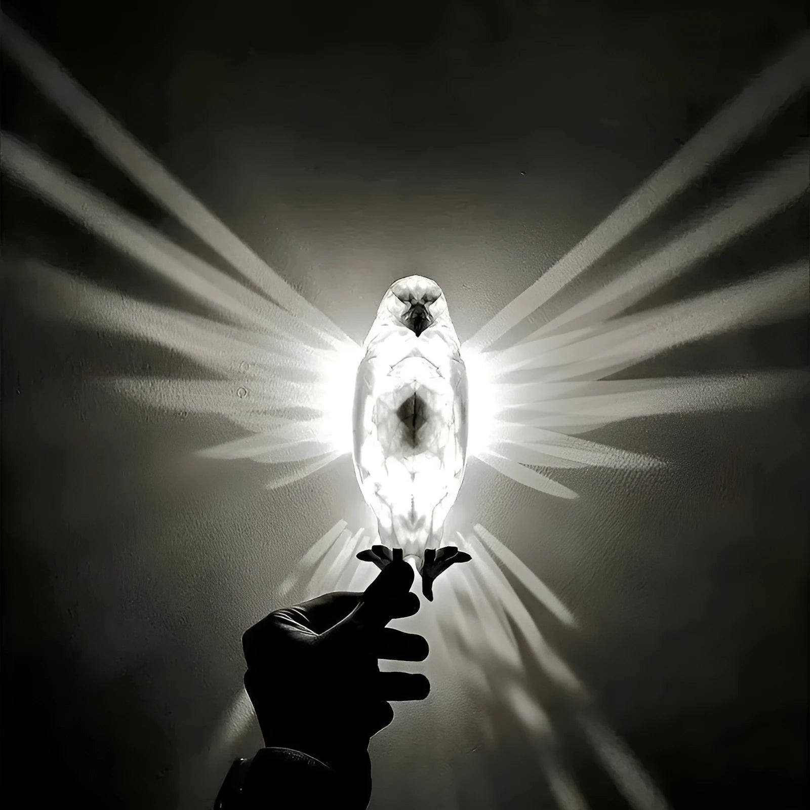 Eagle-shaped wall lamp with 3D printed resin body and projector lighting