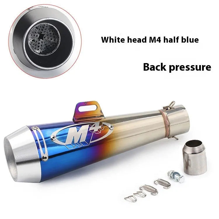 Universal M4 style motorcycle exhaust pipe in various colour options for large displacement bikes.