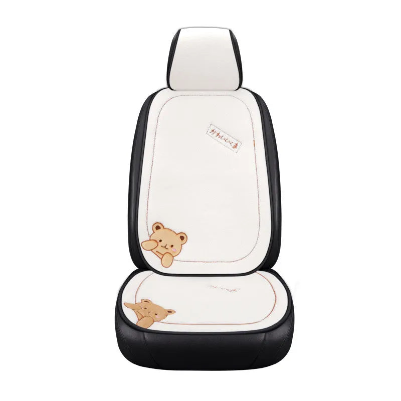 Car seat cushion three-piece set showing square cushion and lumbar support pillow in bear-blue colour.