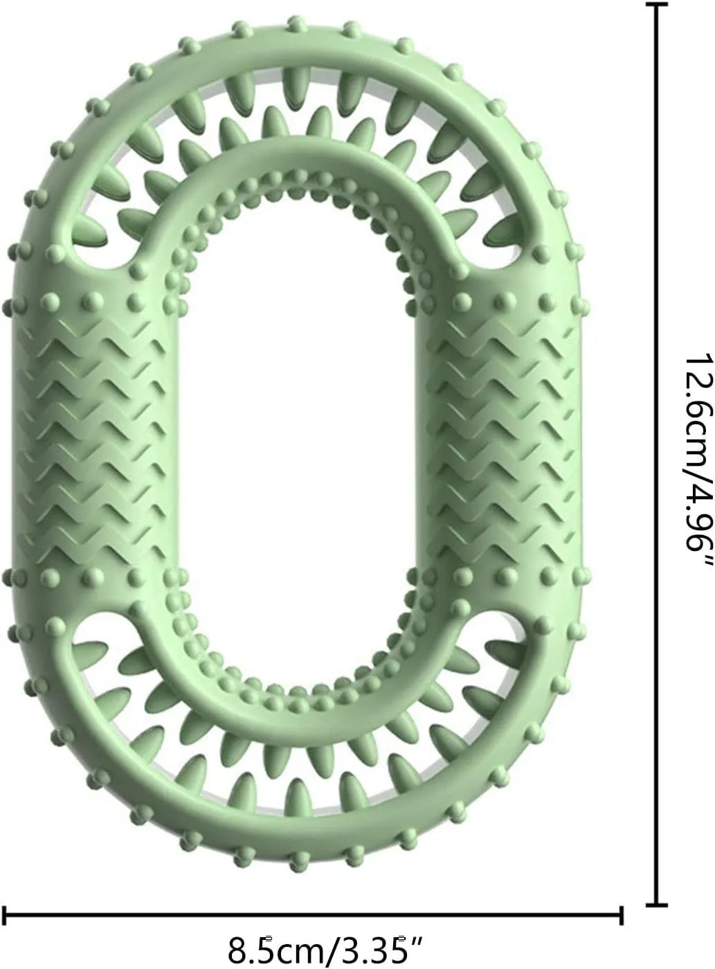 Blue O-ring shaped durable dog chew toy for aggressive chewers on a plain background.