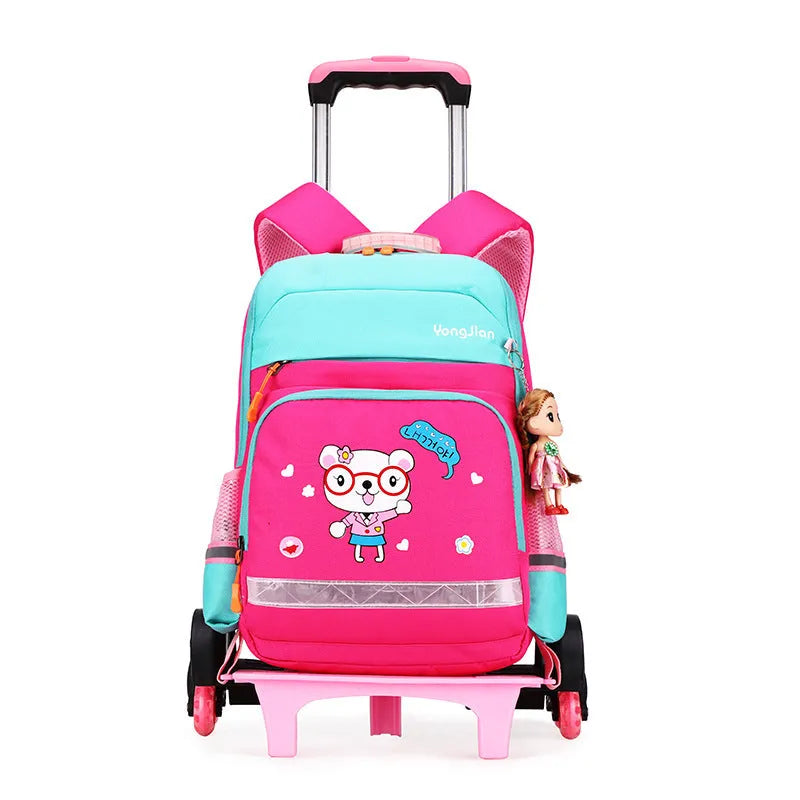 Korean Oxford cloth trolley bag for elementary school students in black or rose red