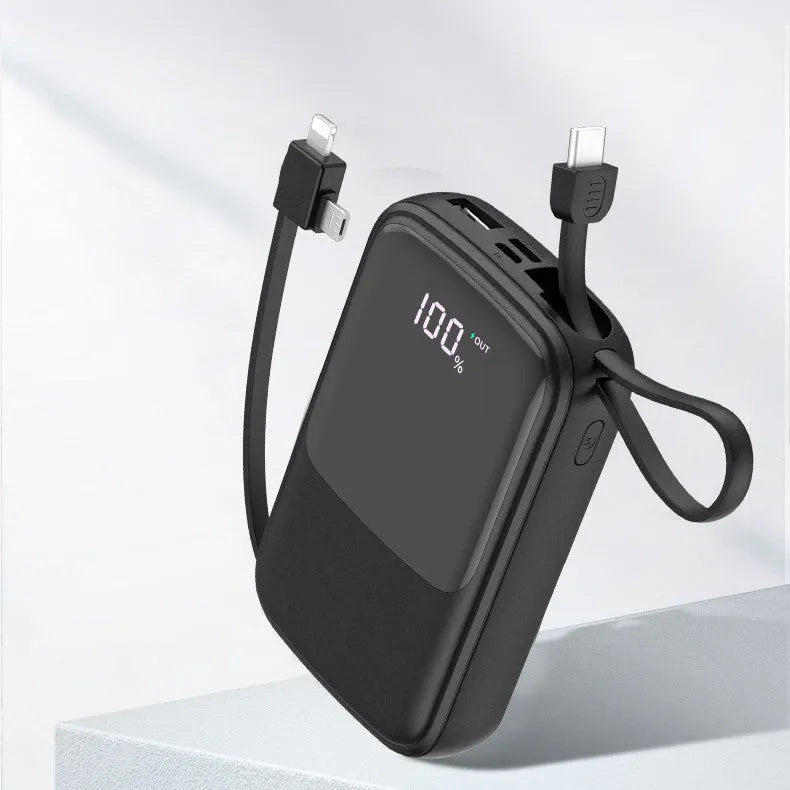 Portable power bank in black 10000mAh polymer lithium battery multi-U port output plastic shell