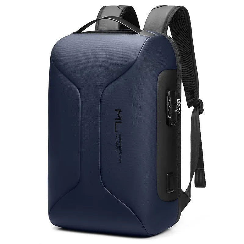 Oxford cloth business backpack in light grey colour with air pillow belt system and laptop compartment