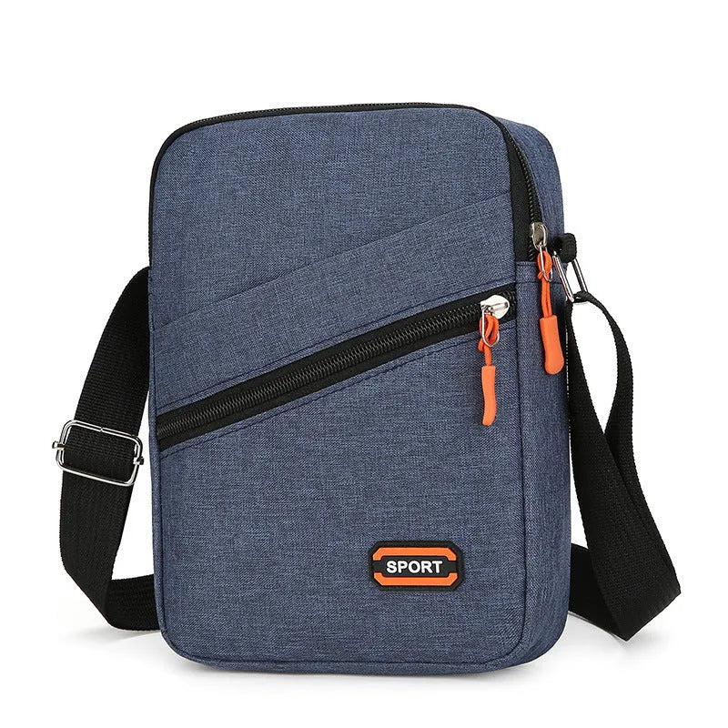 Ultra light Oxford cloth crossbody commuter bag in silver grey, black or navy blue.