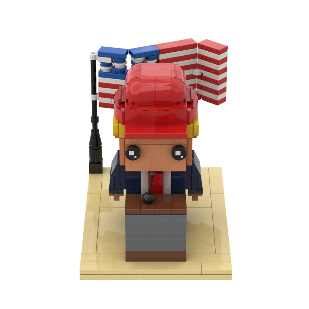 Trump scenario small particle plastic building block ornament kit in bagged packing with customisable graphic option