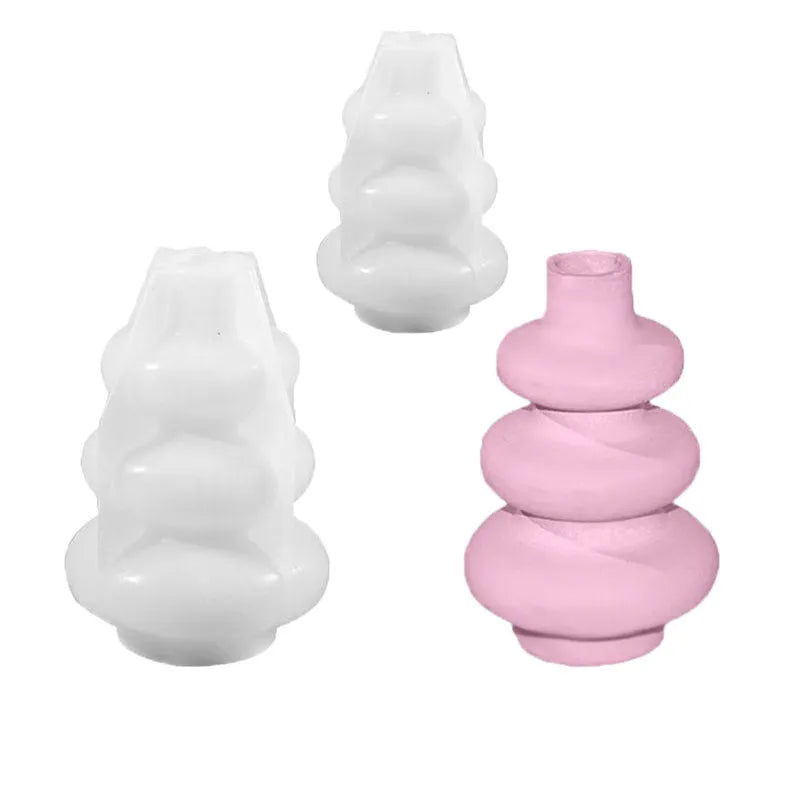 Three layer circle vase silicone cake mould with irregular shape in two size options
