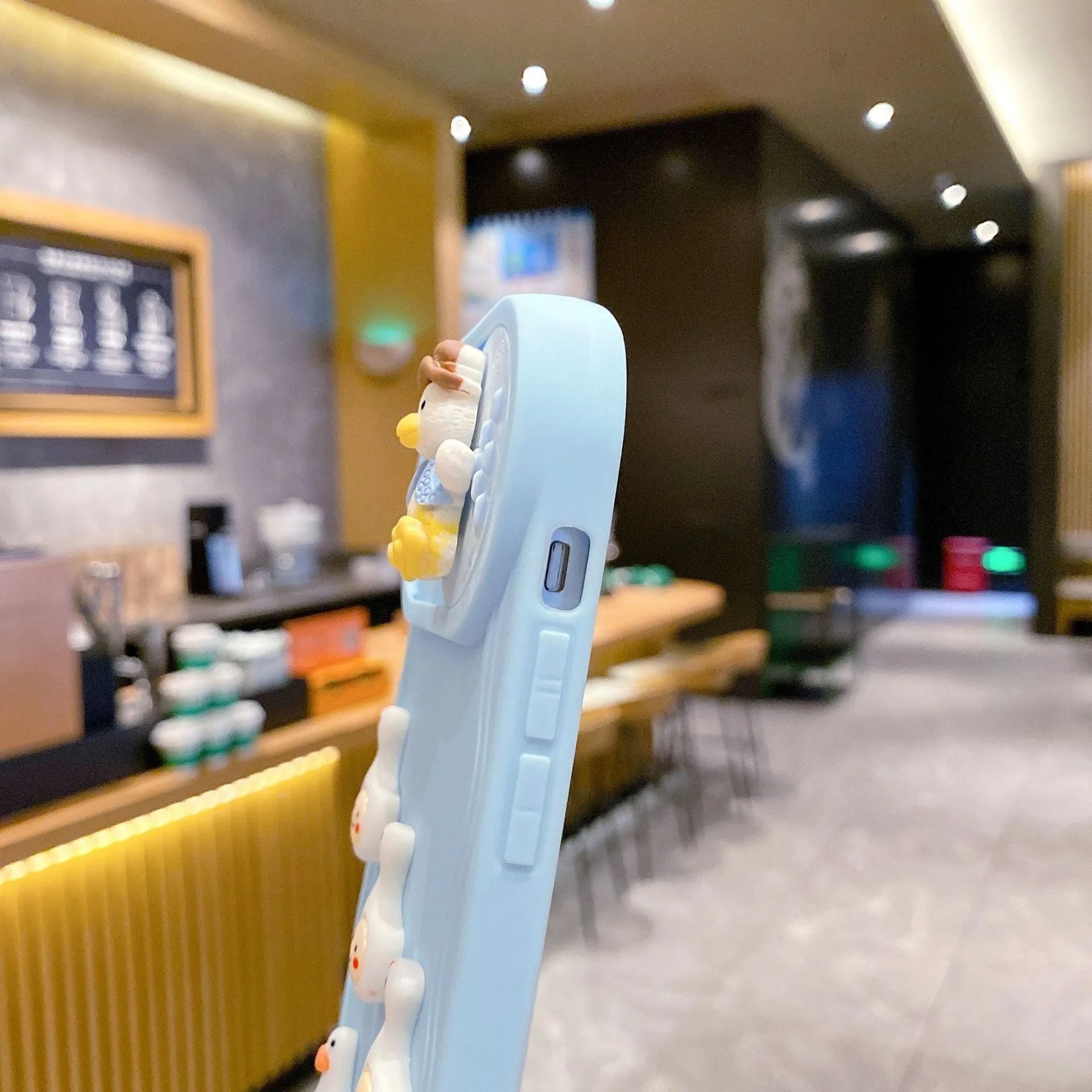 Wave sliding window cartoon three-dimensional duck soft protective cover for Apple iPhone, beige duck colour