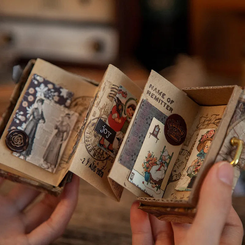 100 retro small book double-sided notes in vintage colours including forest movie and antique paper