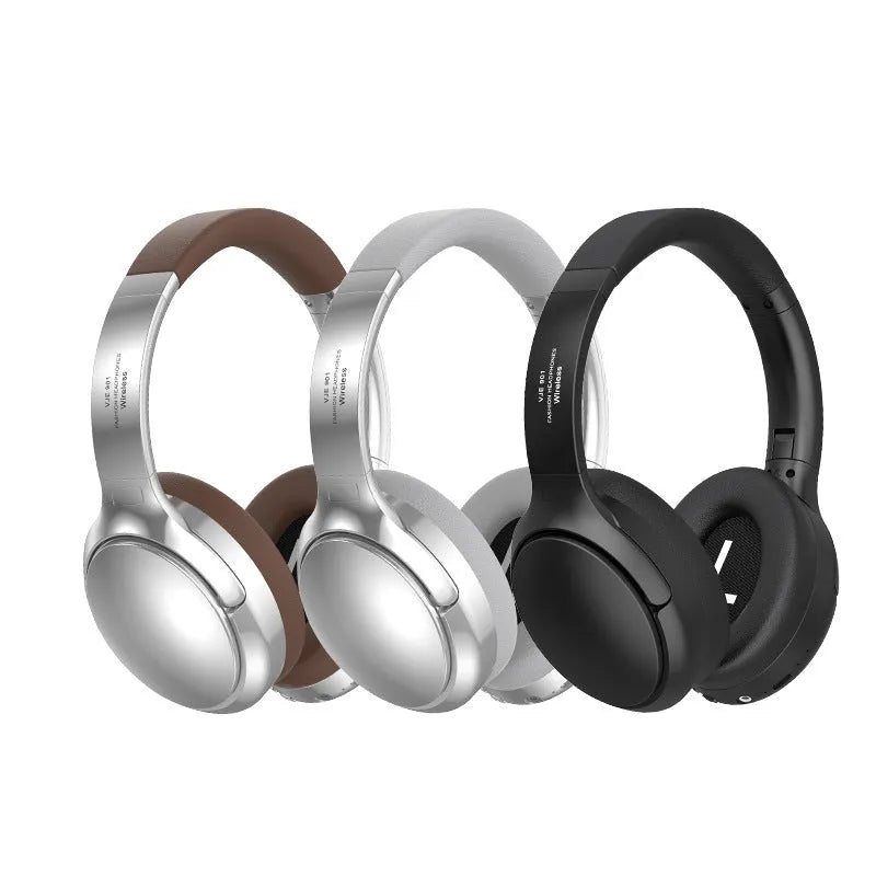 Retro style wireless Bluetooth headset in vintage brown colour with head-mounted design
