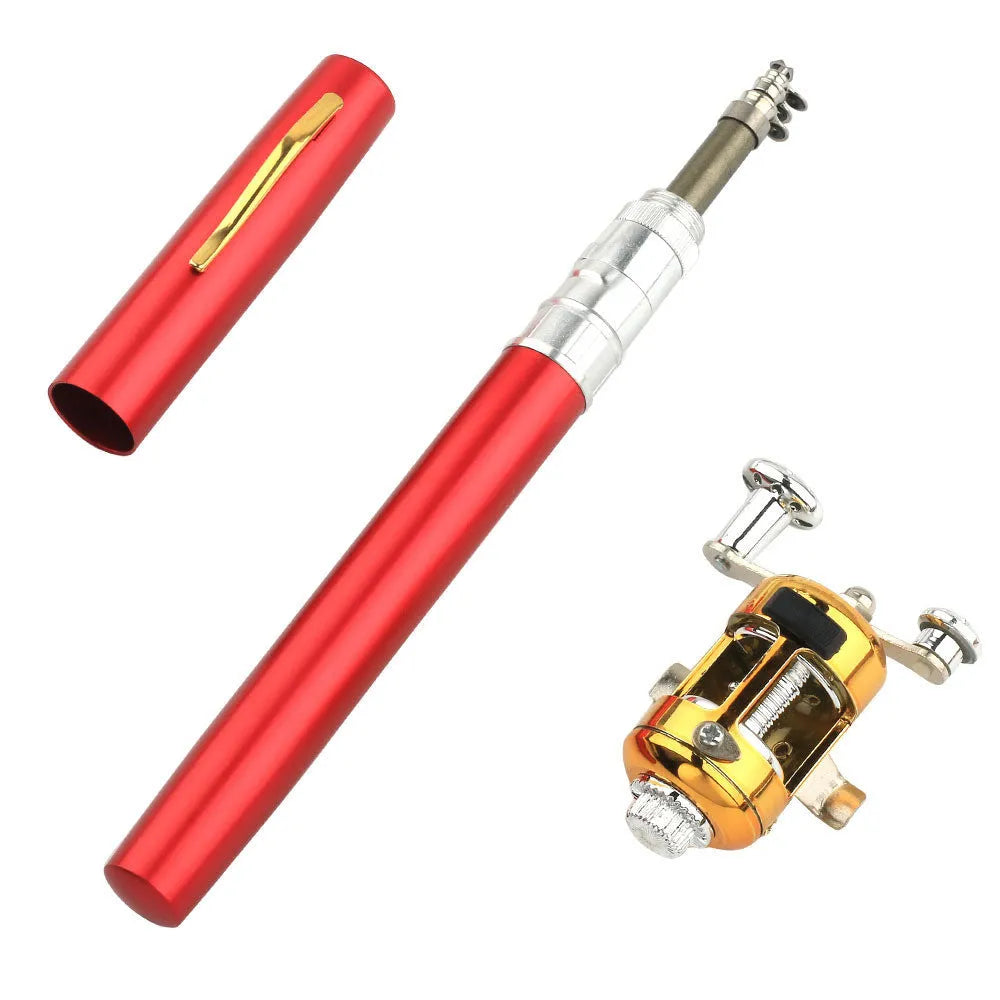 Portable telescopic fishing rod kit collapsed to 20.5cm with aluminium case and ST5RL plastic reel