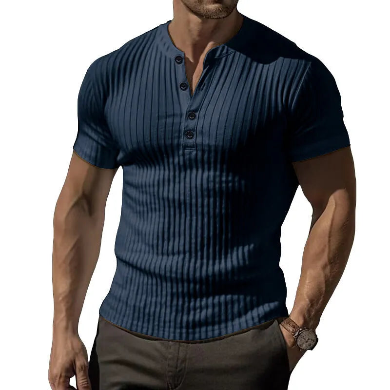 Men's slim-fit solid colour sports t-shirt on a hanger, shown in army green.