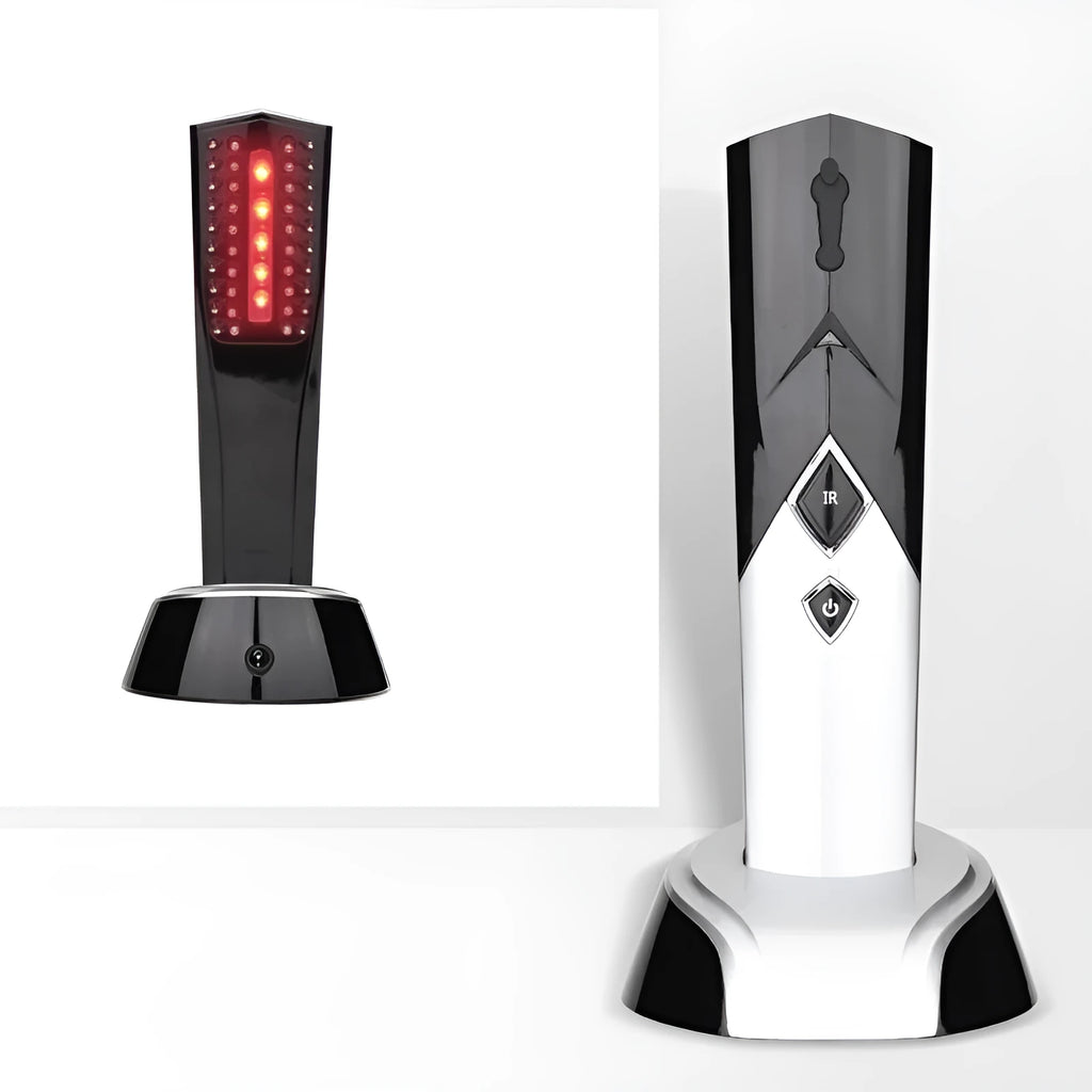 Black ABS vibration far-infrared hair care massage comb with USB power, 15-20cm length, 203*53*42mm specification