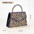 European American retro hard horizontal square crossbody bag with diamond inlay in gold