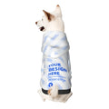 Black small pet hooded sweater in polyester with full-width single-sided print and elasticated cuffs