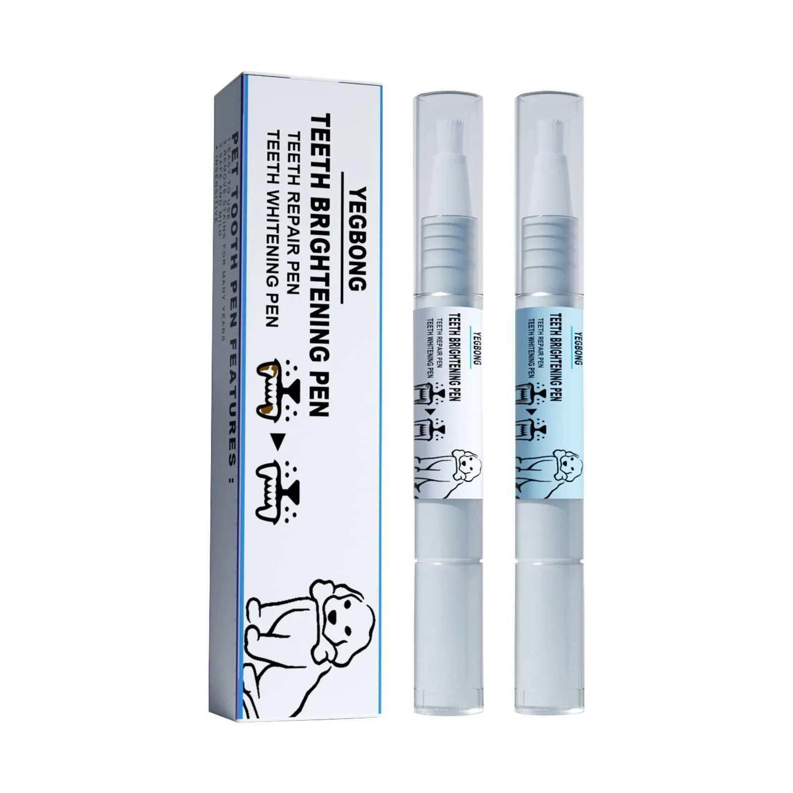 Yegbong pet teeth whitening pen kit with 3ml gel, solution and dental brushes for dogs and cats