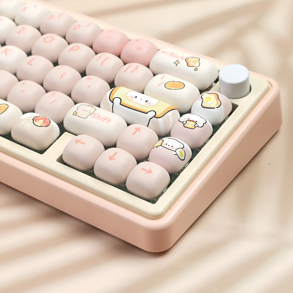 Steamed bread bear theme PBT key cap set with 143+3 keys for mechanical keyboards