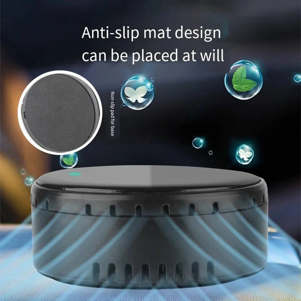 Car mounted solar air humidifier in black colour installed on vehicle air conditioning outlet