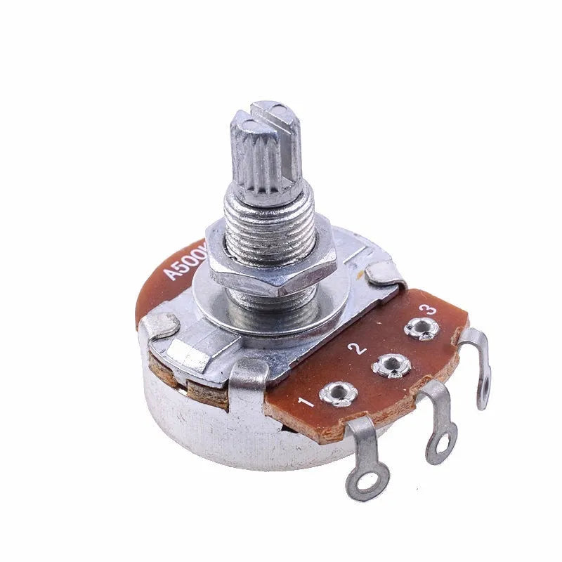 A single metal potentiometer knob for electric guitar tone and volume controls