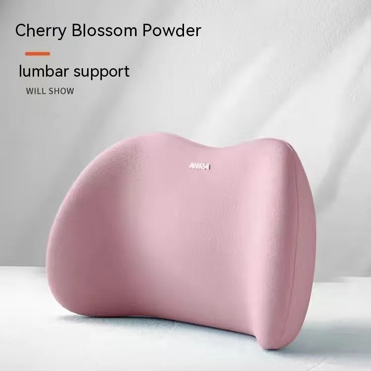 Car lumbar support and headrest pillow set with memory foam filling in choice of five colours