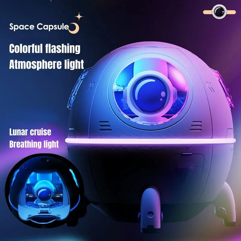 Purple astronaut-themed USB desktop humidifier with colourful LED light and 220ml water tank