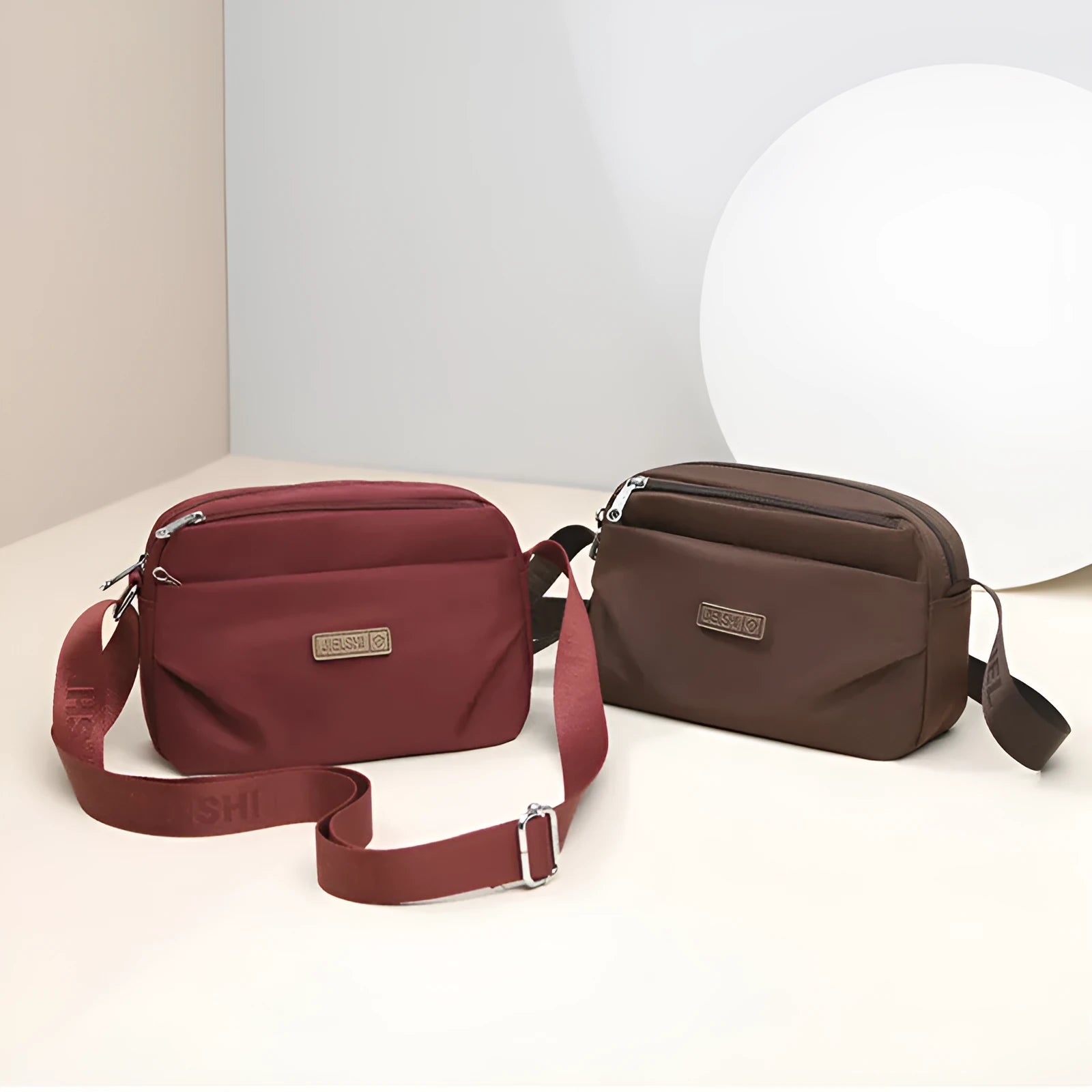 Women's nylon multi-compartment shoulder bag in urban simple style with nine colour options