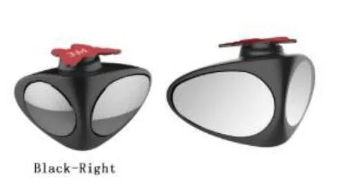 Double vision auxiliary car rearview mirror, glass and ABS, triangle, black or white, left right or set