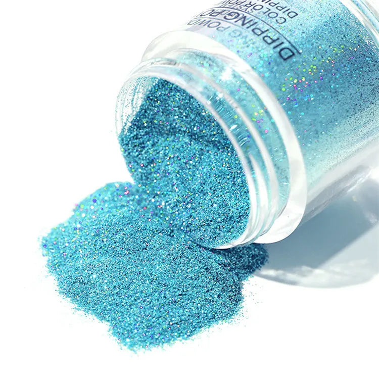 Laser glitter nail powder dip system with 24 shades for natural and artificial nails
