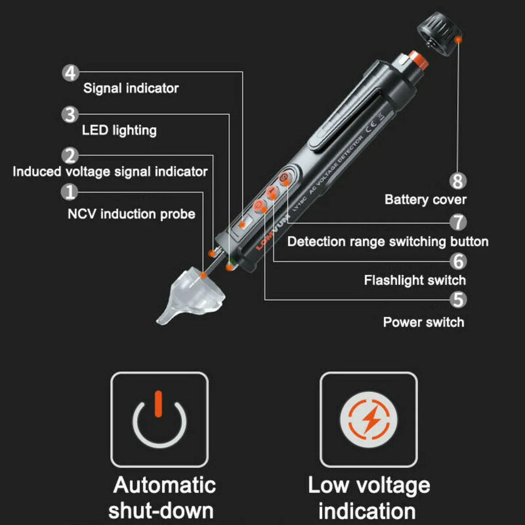 Black intelligent checkpoint test pencil for electrical line detection with display screen