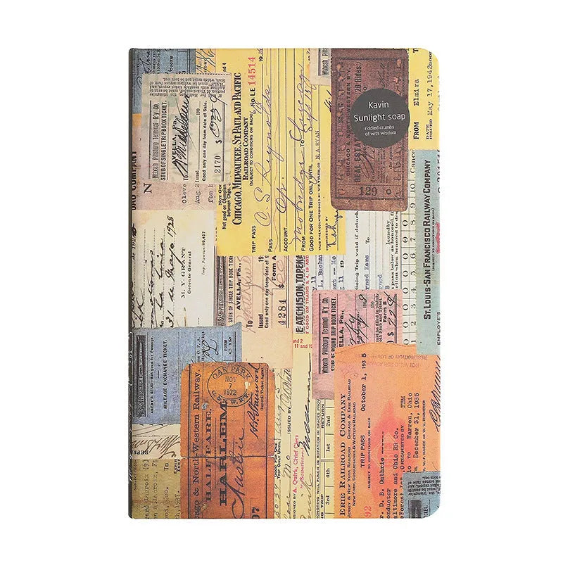 A5 kraft paper mood notebook with European retro styling in blue, coffee brown, or red