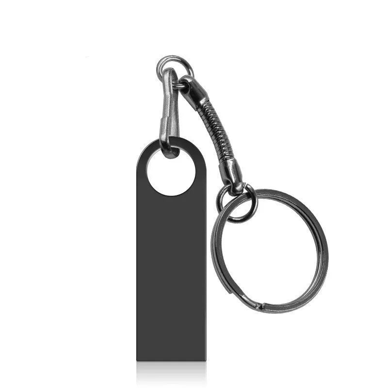 Metal USB flash drive in black with USB connector and metal casing