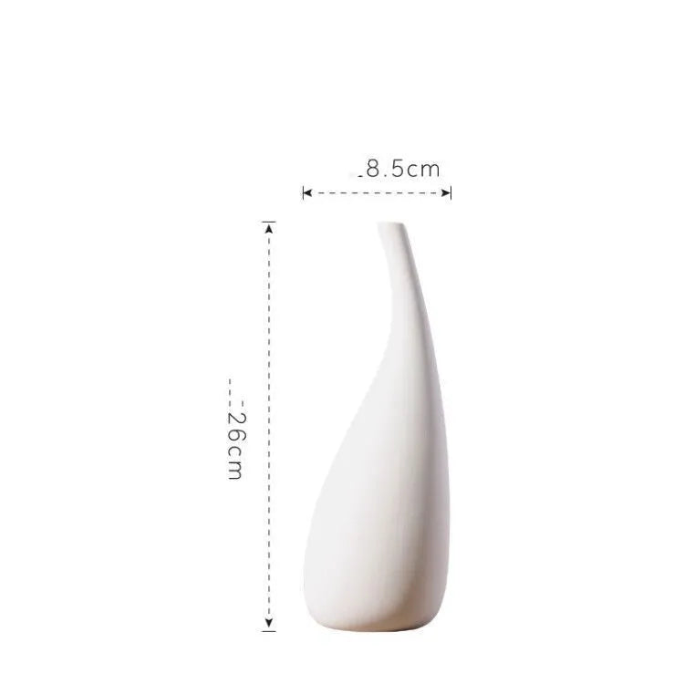 White water drop ceramic vase ornament in hanging form with modern simple abstract style, available in L M S or Set.