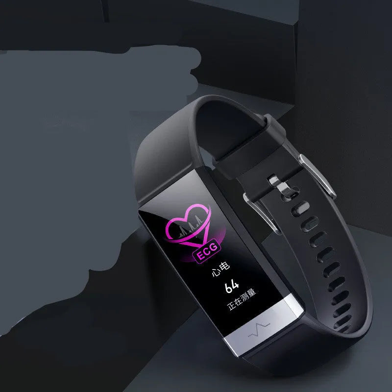 V19 Smart Bracelet fitness tracker with colour screen and black TPU strap on a wrist