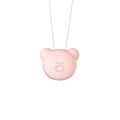 Mini USB rechargeable air purifier necklace in blue, shown with charging cable.