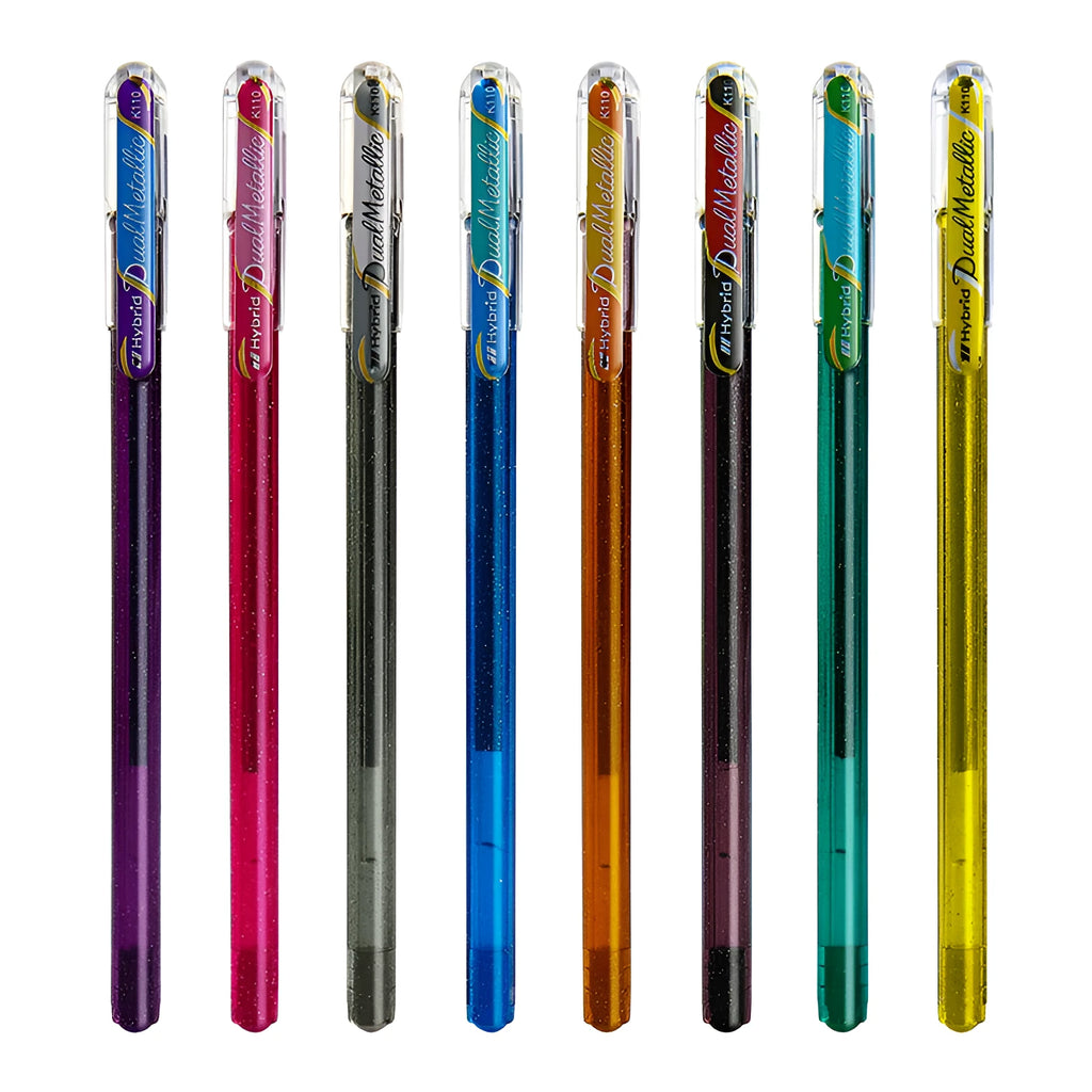 Flash K110 1.0mm pearlescent glitter gel pen showing colour variations